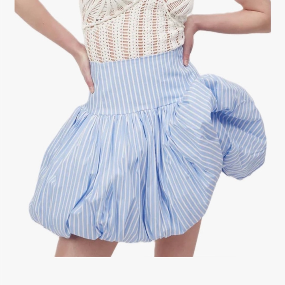 Amazon Light Blue Striped A-Line Skirt